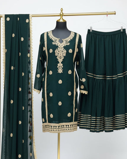 Dark green sharara suit