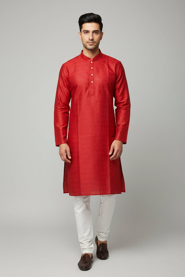 Maroon mens kurta with white pant