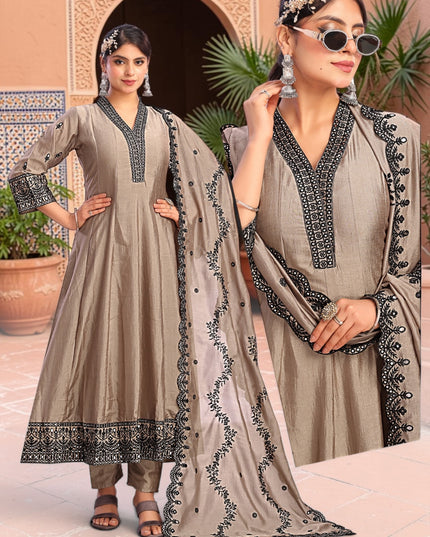 Light gold Anarkali set