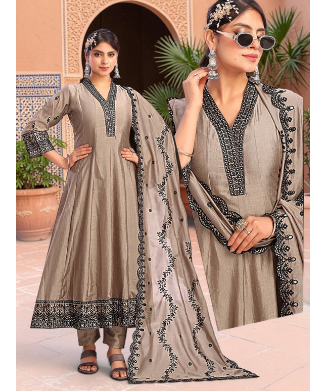 Light gold Anarkali set