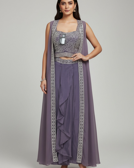 Crop top set : fusion saree lehenga