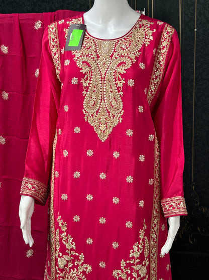 Chinon silk sharara suit - Kurti Connection USA