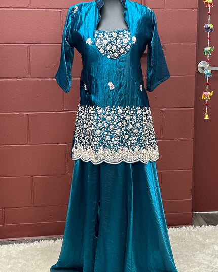 Tissue silk sharara suit
