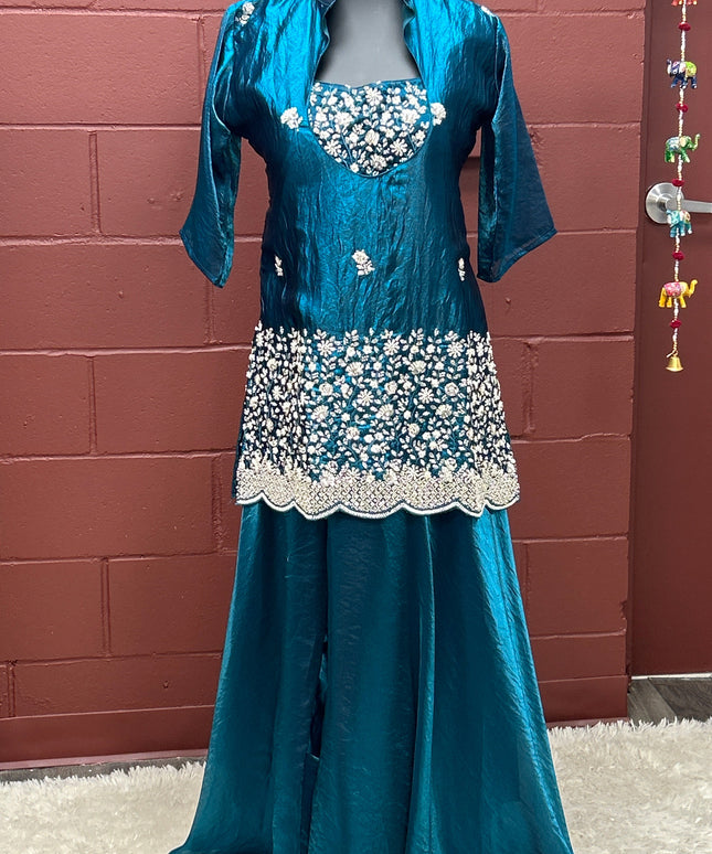 Tissue silk sharara suit