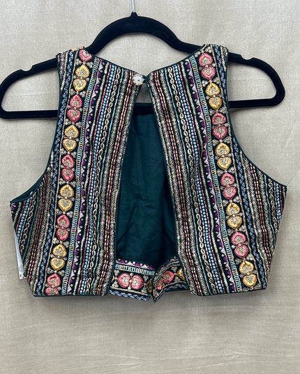 Embellished Sleeveless Ethnic Crop Top Blouse