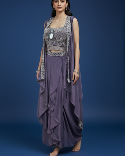 Crop top set : fusion saree lehenga
