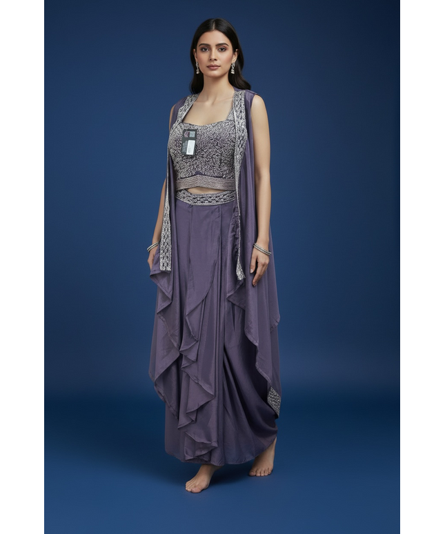 Crop top set : fusion saree lehenga