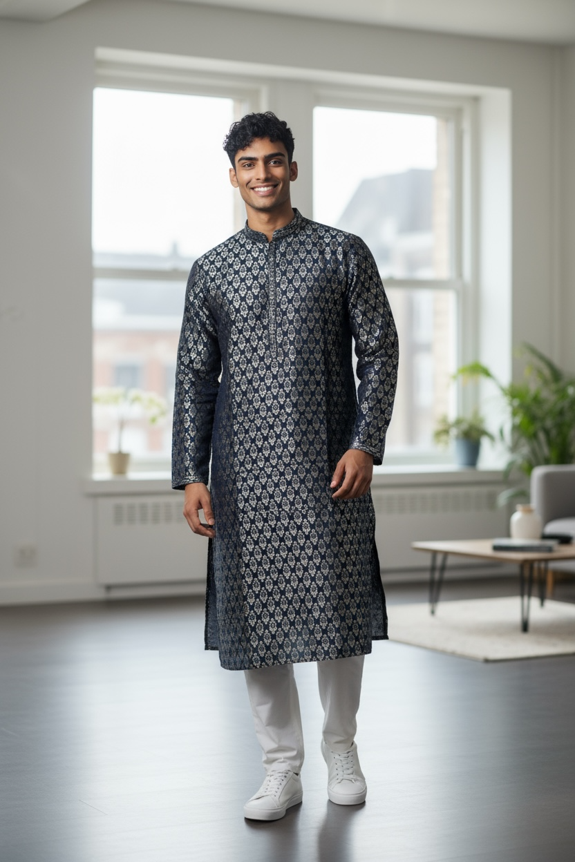 Men’s kurta pajama set : Jaquard cotton by Kurti Connection USA