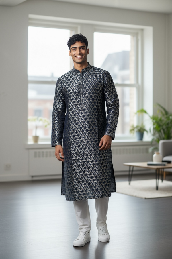 Men’s kurta pajama set : Jaquard cotton by Kurti Connection USA
