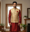 Silk kurta jacket set by Kurti Connection USA