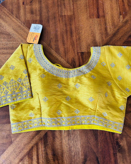 Yellow-Silver readymade blouse