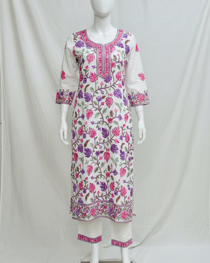 Off white set with Kashmiri embroidery