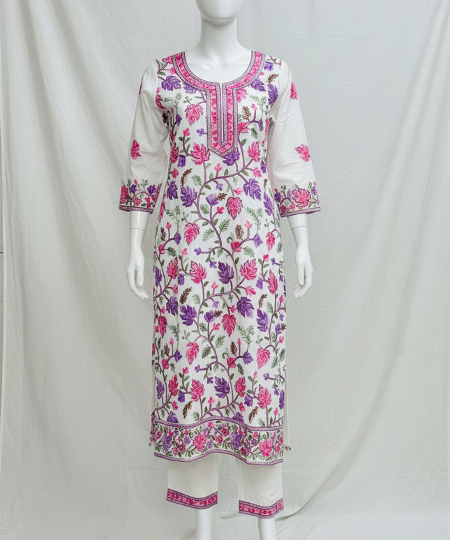Off white set with Kashmiri embroidery