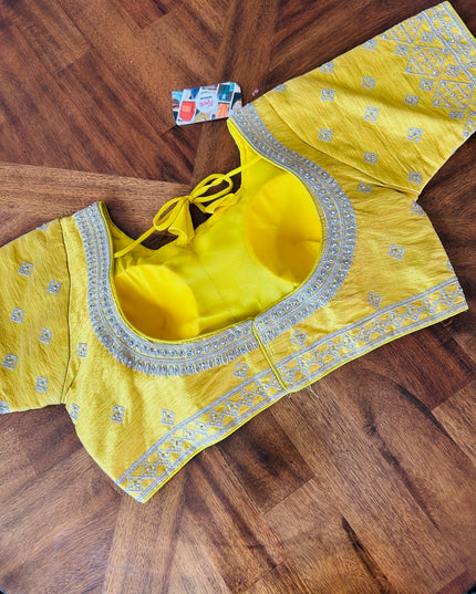 Yellow-Silver readymade blouse