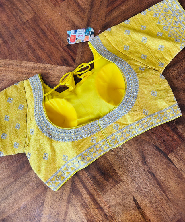Yellow-Silver readymade blouse