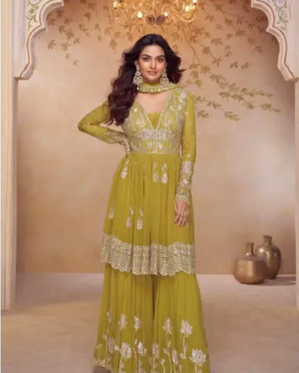 Heer: chiffon sharara suits