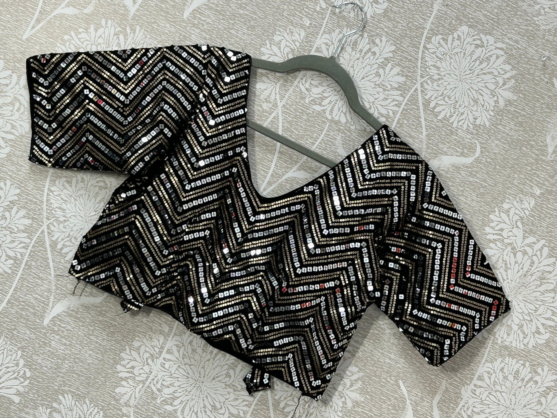 Black sequin blouse by Kurti Connection USA