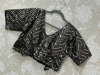 Black sequin blouse by Kurti Connection USA