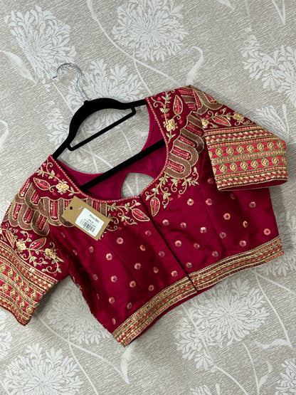 Designer party wear blouse : magenta pink by Kurti Connection USA