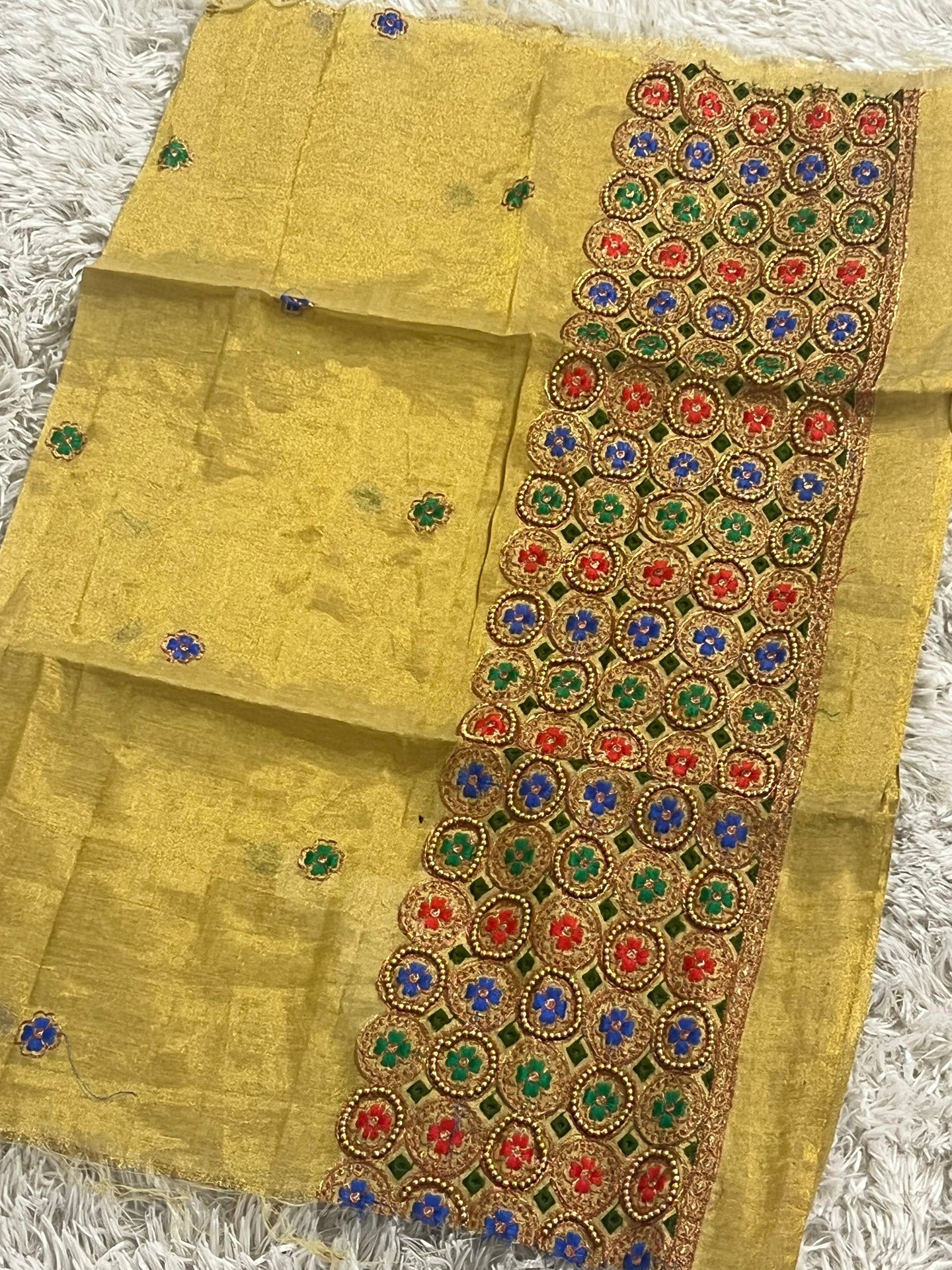 Blouse piece with embroidery work / cut piece 1 meter by Kurti Connection USA