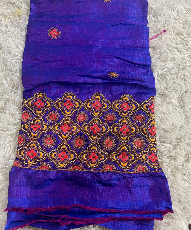Blouse piece with embroidery work / cut piece 1 meter by Kurti Connection USA