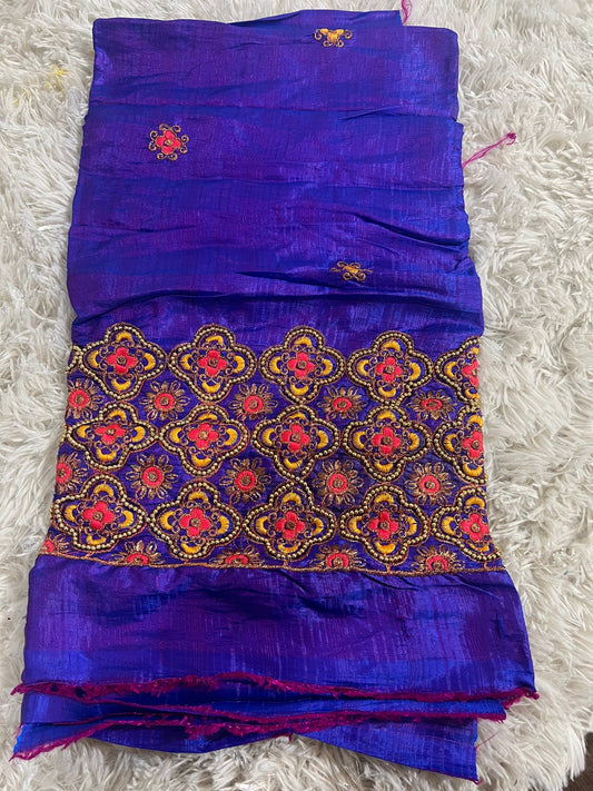 Blouse piece with embroidery work / cut piece 1 meter by Kurti Connection USA