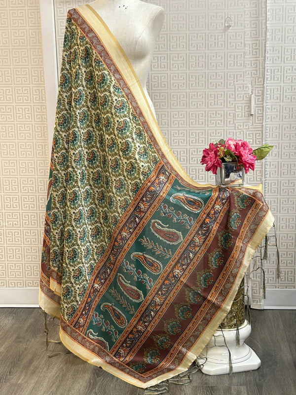 Silk dupatta : digital print by Kurti Connection USA