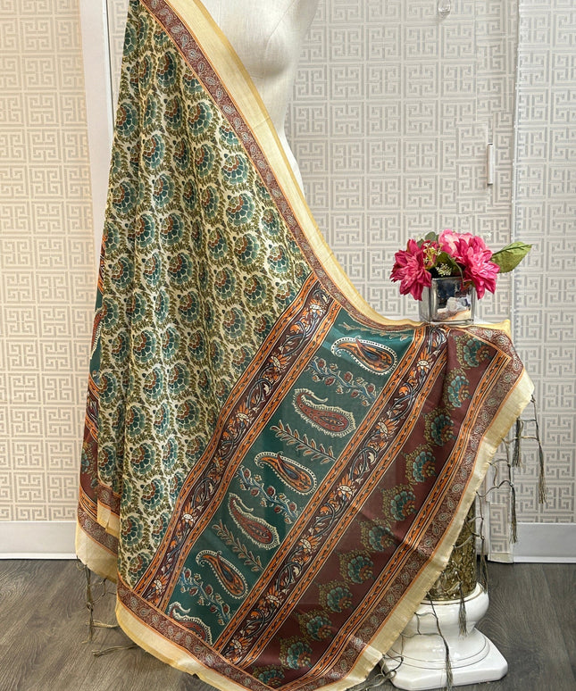 Silk dupatta : digital print by Kurti Connection USA