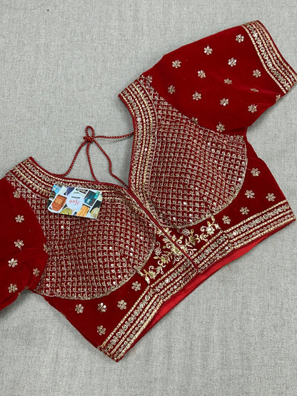 Velvet Blouse : red by Kurti Connection USA