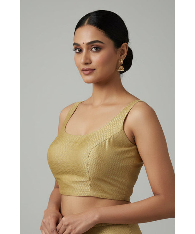 Gold blouse : readymade blouse by Kurti Connection USA