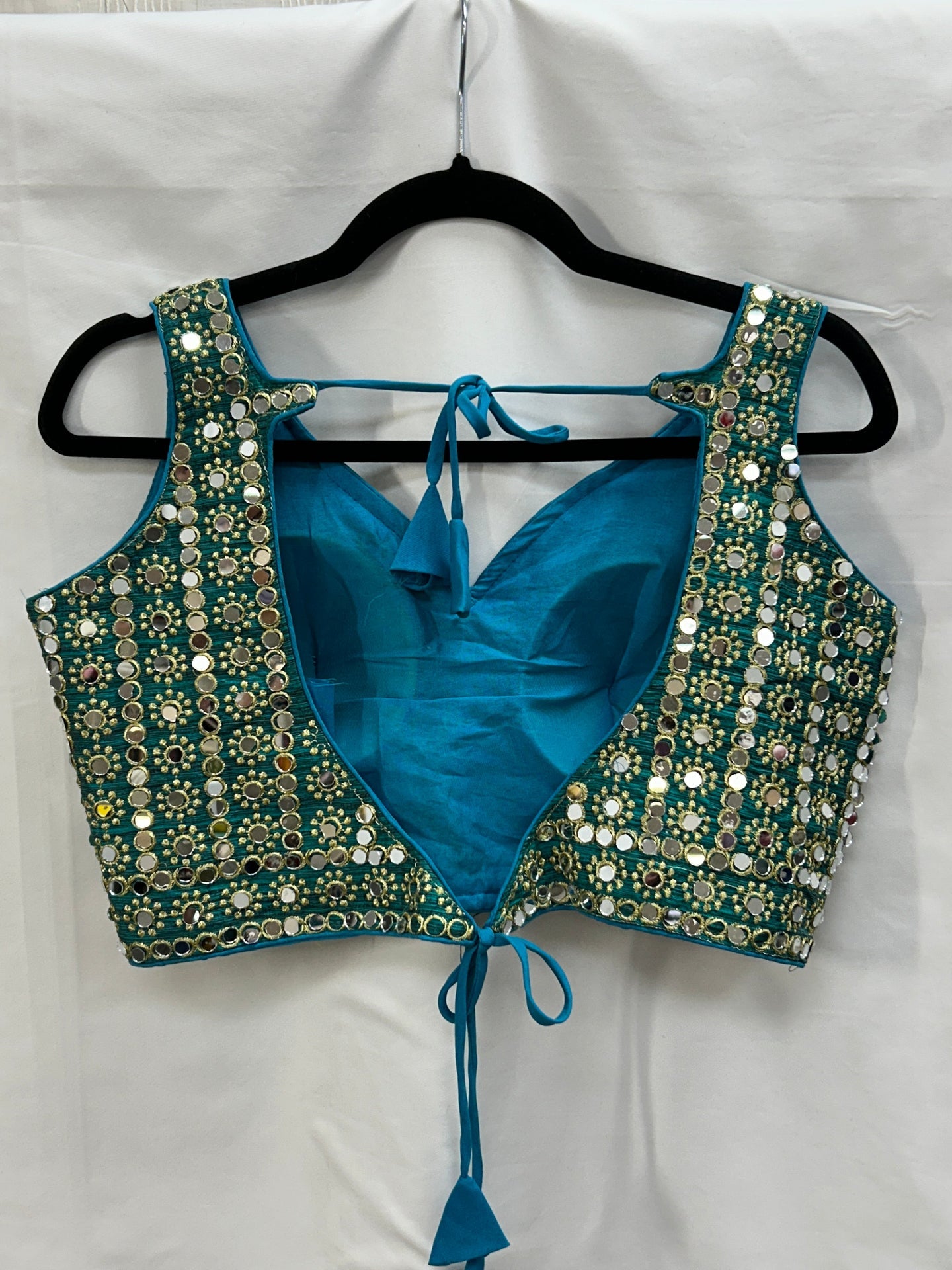 Teal blue mirror blouse by Kurti Connection USA
