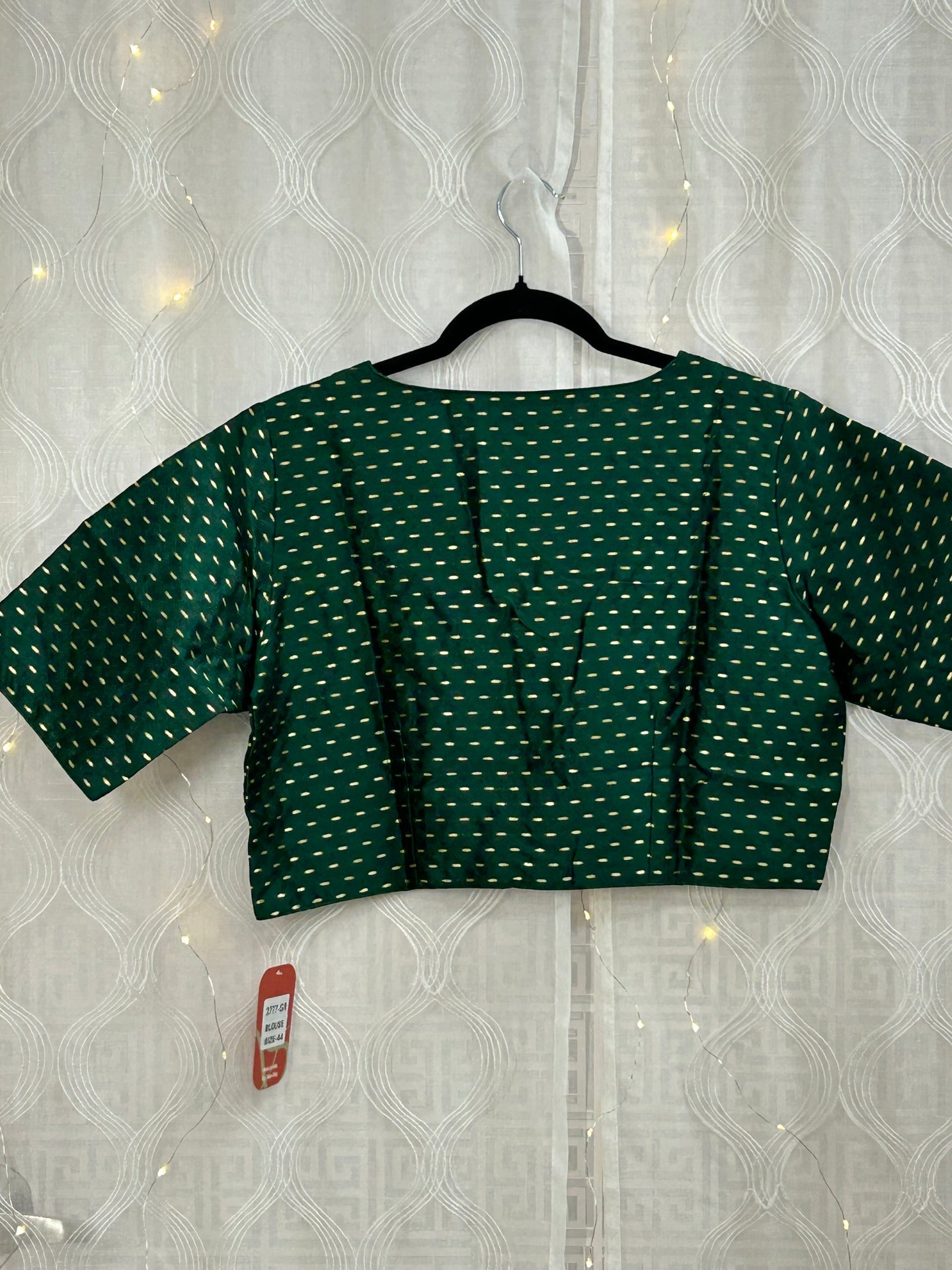V neck blouse : bottle green color by Kurti Connection USA
