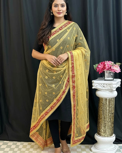Bridal dupatta | golden dupatta for bridal lehenga/ saree
