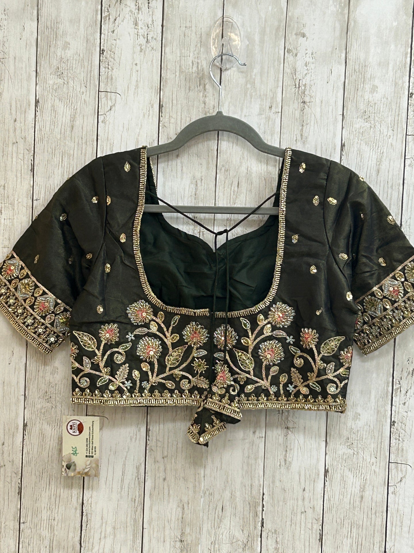 Hand embroidered blouse | tissue silk blouse with all over hand embroidery by Kurti Connection USA