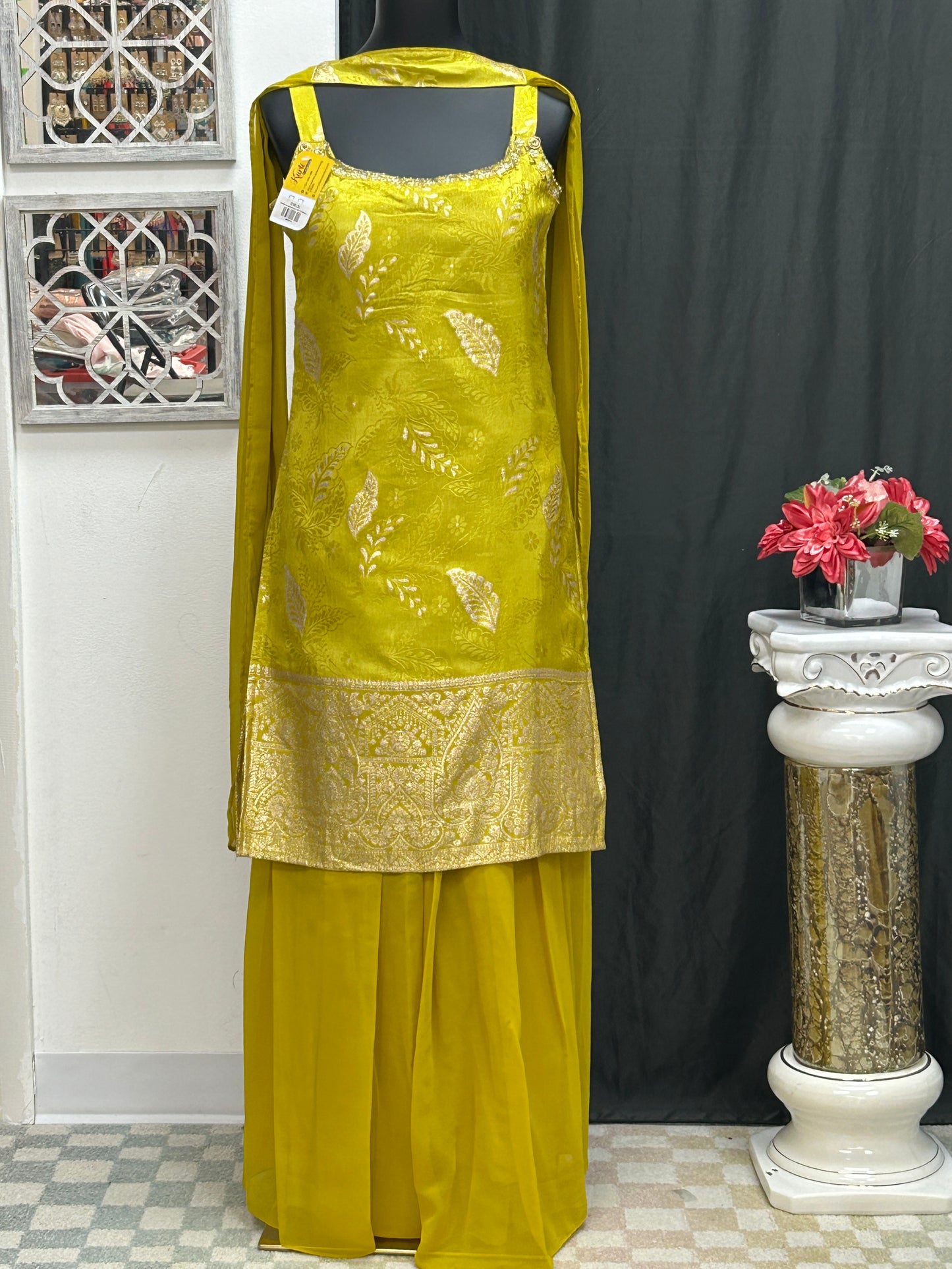 Chiffon silk sharara suit by Kurti Connection USA