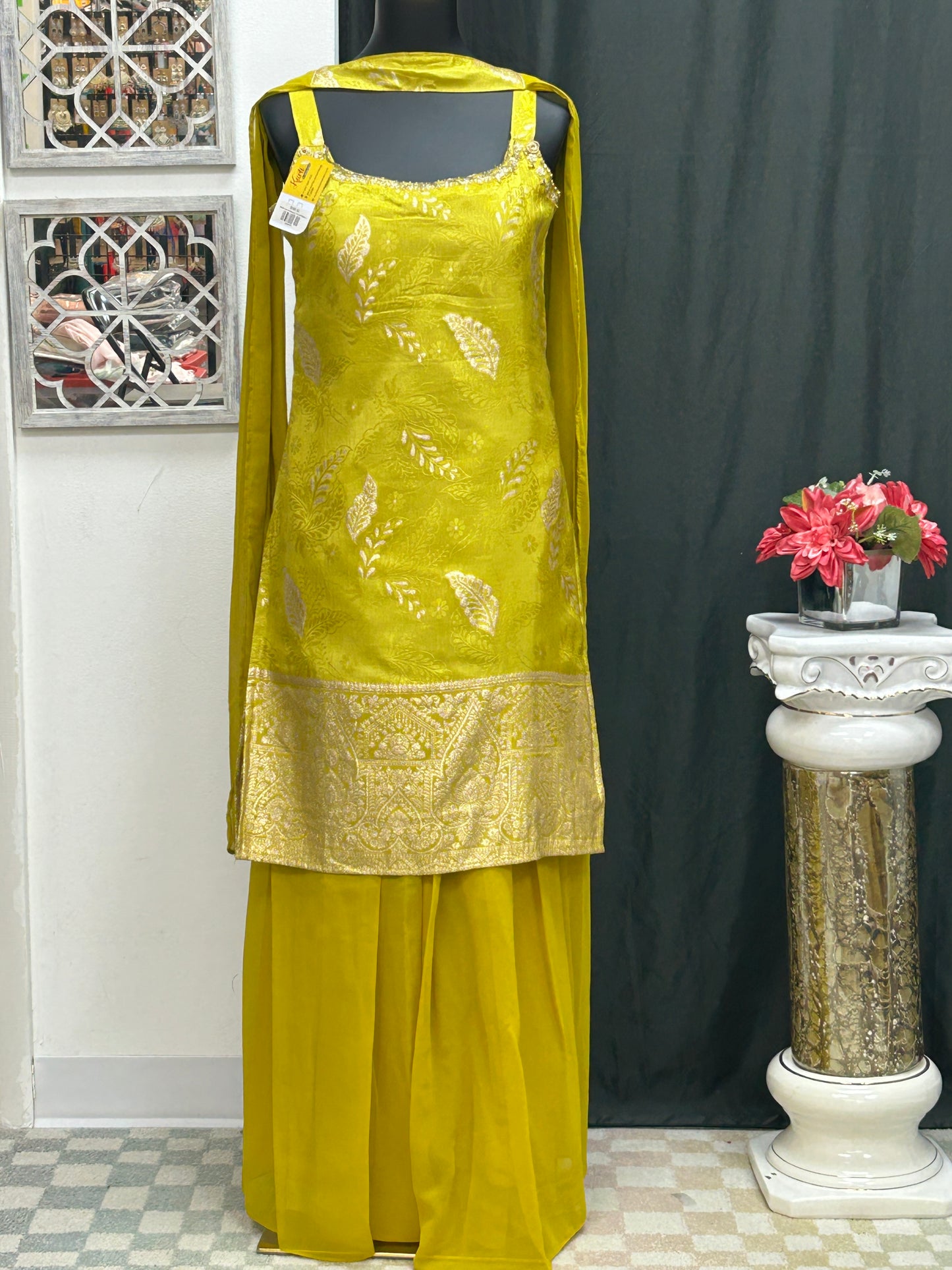 Chiffon silk sharara suit by Kurti Connection USA