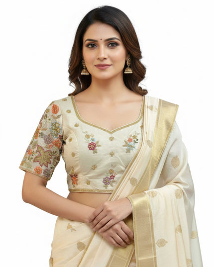 Tissue silk blouse with embroidery work