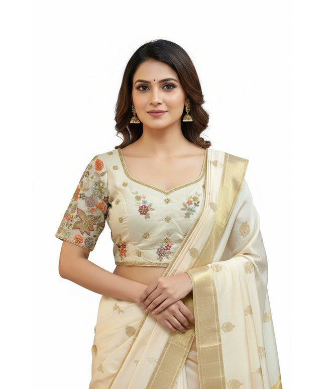 Tissue silk blouse with embroidery work