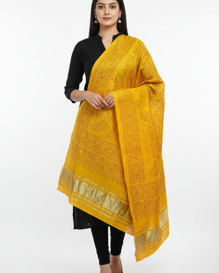 Yellow gajji silk dupatta