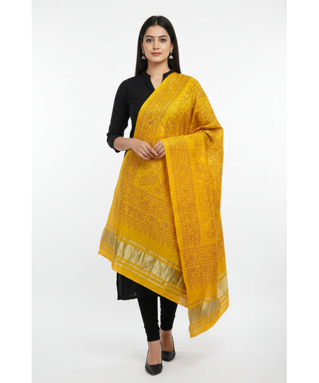 Yellow gajji silk dupatta