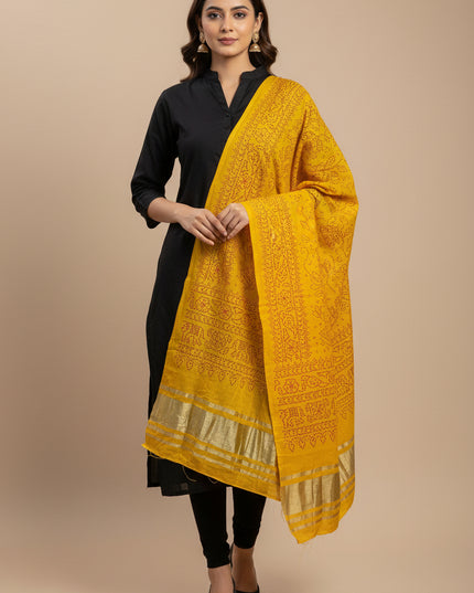 Yellow gajji silk dupatta