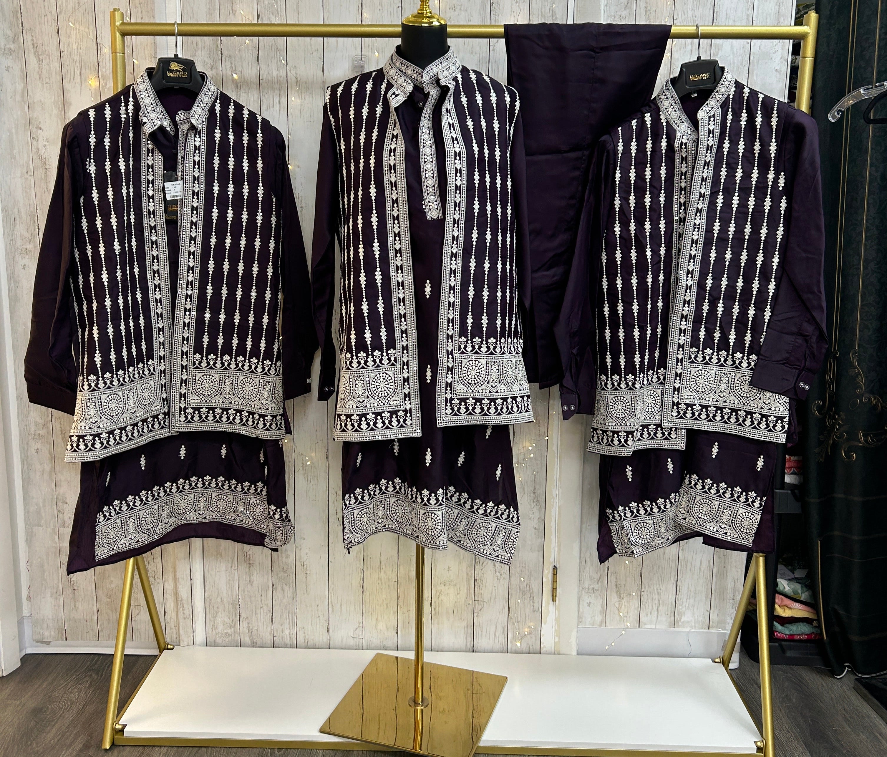 Purple Half jacket kurta set / sherwani