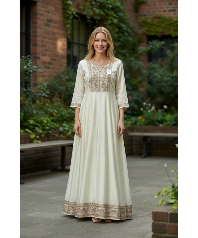 Silk long kurti set - Kurti Connection USA