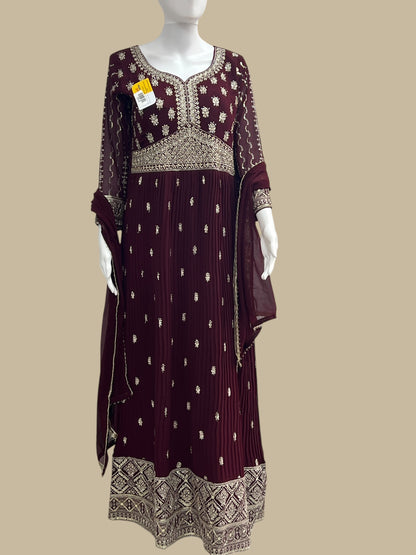 Party wear long gown : wine color - Kurti Connection USA