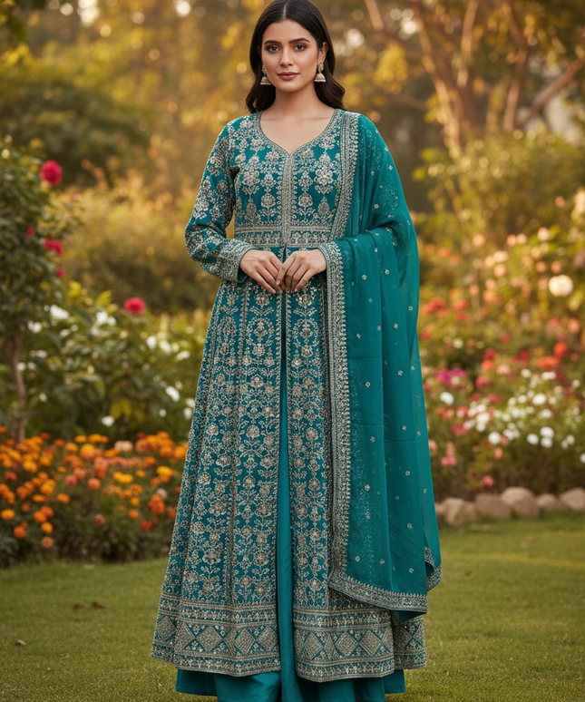 Heavy party wear Anarkali dress with Plazzo pant