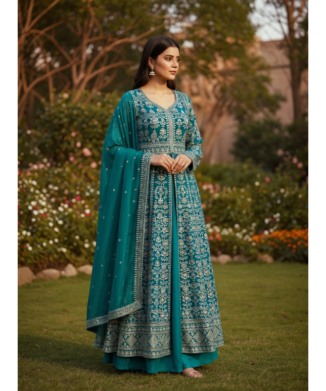 Heavy party wear Anarkali dress with Plazzo pant