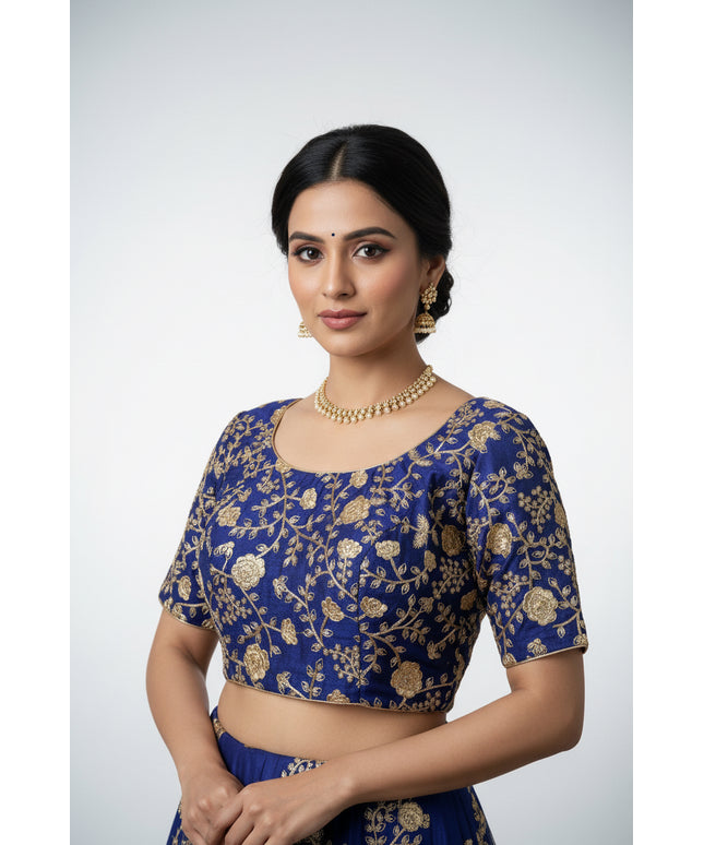 Blue- gold readymade blouse