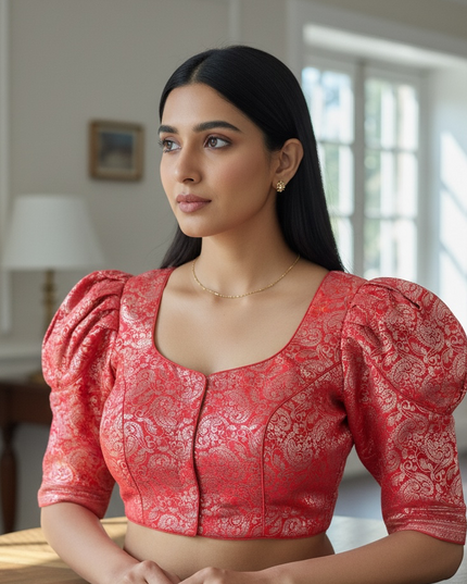 Red-silver blouse