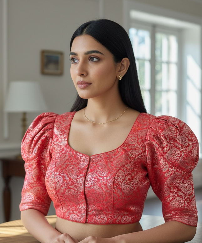 Red-silver blouse