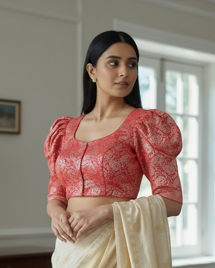 Red-silver blouse